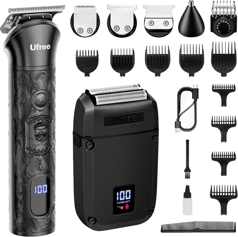 UFREE Beard Trimmer for Men, Foil Shaver Electric Razor, Shavers for Body Face Nose Ear, Cordless Hair Trimmer, Professional Hair Clippers, Mustache Grooming Kit Birthday Gifts for Men - Image 1